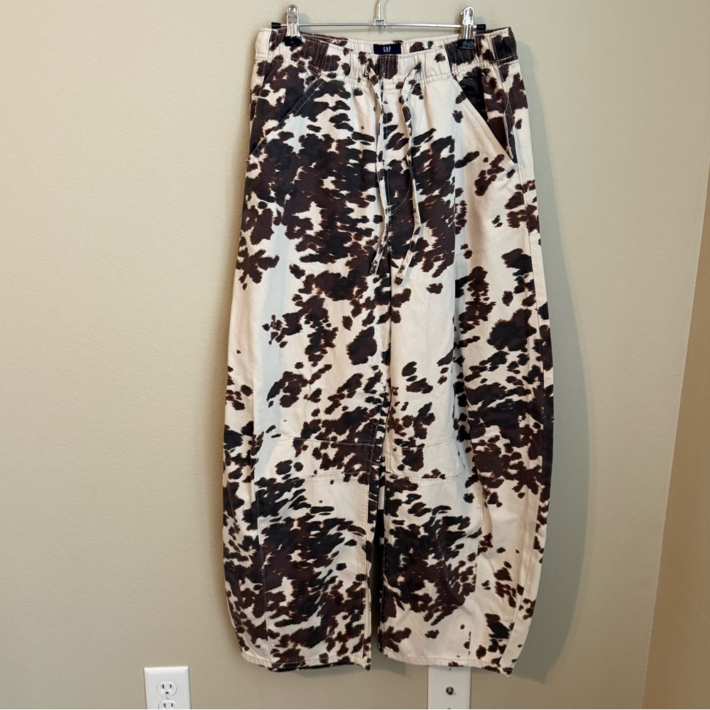 Gap Cow print barrel jeans